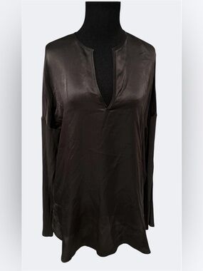 Vince Brown Silk Longsleeve Top Size S